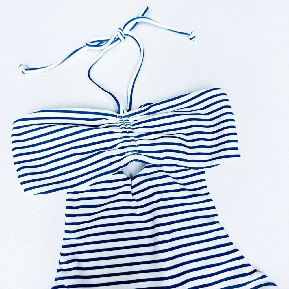 Mikoh - Blue and White Striped One Piece Swimsuit